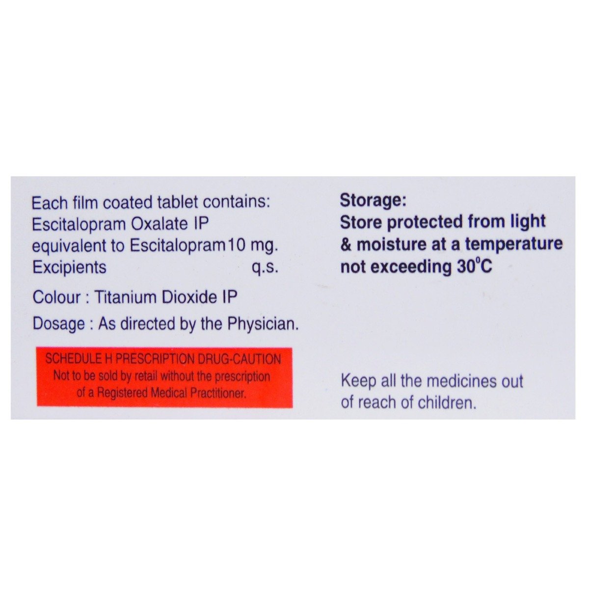 Escipra-10 Tablet 10's, Pack of 10 TABLETS Escipra-10 Tablet 10's, Pack of 10 TABLETS