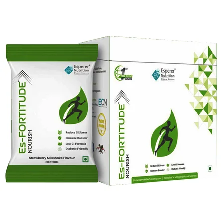 ES-Fortitude Nourish Strawberry Milkshake Flavour Powder, 280 gm (20gm x 14 Sachets)
