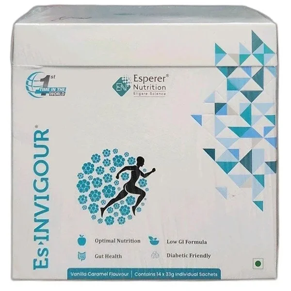 ES-Invigour Vanilla Caramel Flavour Powder, 462 gm (33gm x 14 Sachets)
