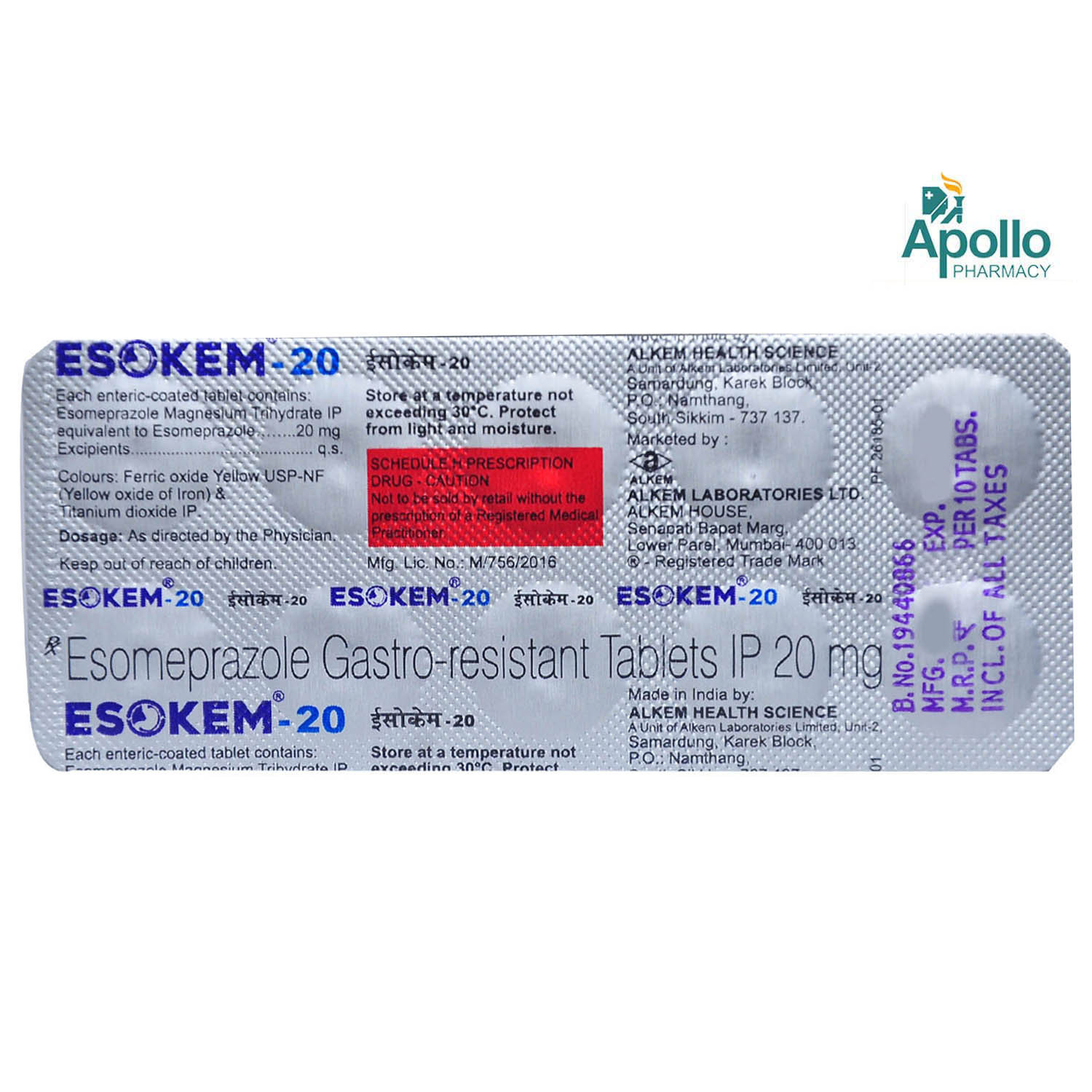 Esokem 20 mg Tablet 10's, Pack of 10 TabletS Esokem 20 mg Tablet 10's, Pack of 10 TabletS