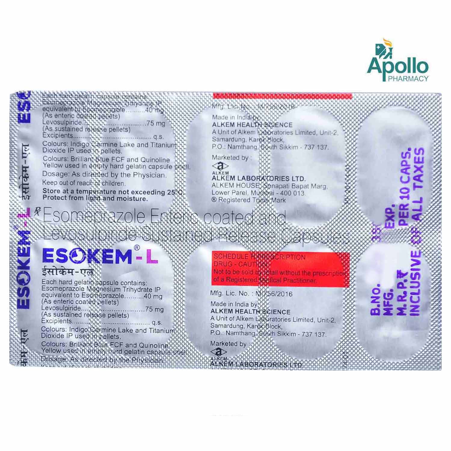 Esokem-L Capsule 10's, Pack of 10 CapsuleS Esokem-L Capsule 10's, Pack of 10 CapsuleS