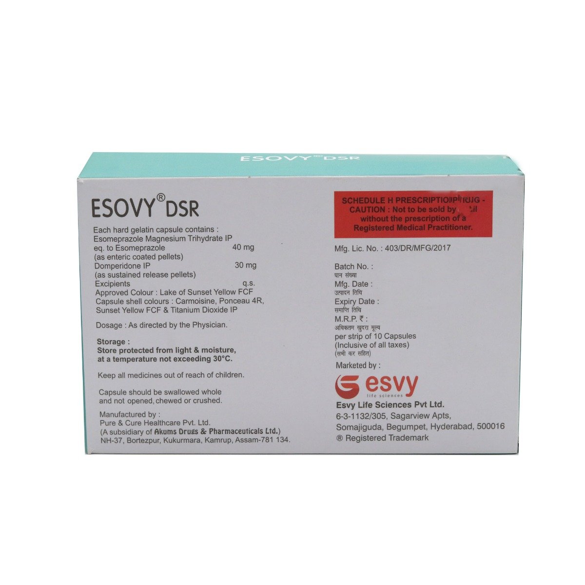 Esovy DSR Capsule 10's, Pack of 10 CapsuleS Esovy DSR Capsule 10's, Pack of 10 CapsuleS