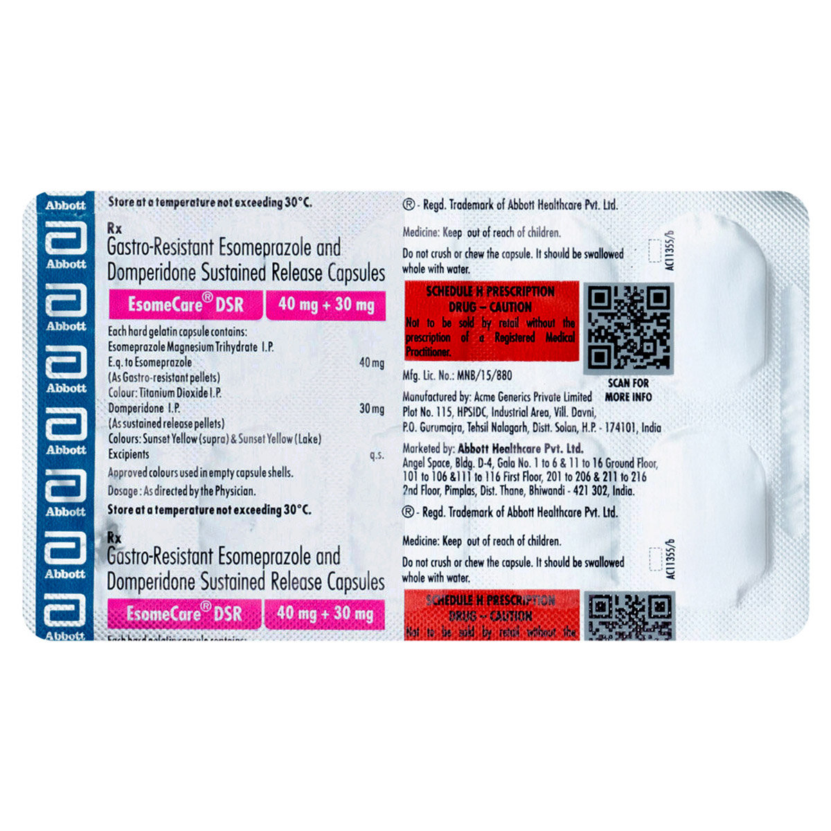 Esomecare DSR 40/30 Capsule 10'S, Pack of 10 CAPSULES Esomecare DSR 40/30 Capsule 10'S, Pack of 10 CAPSULES