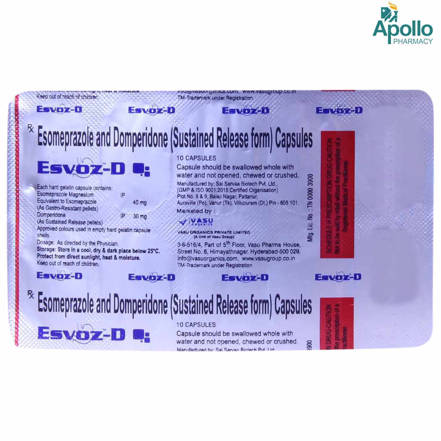 Esvoz-D Capsule 10's, Pack of 10 CAPSULES Esvoz-D Capsule 10's, Pack of 10 CAPSULES
