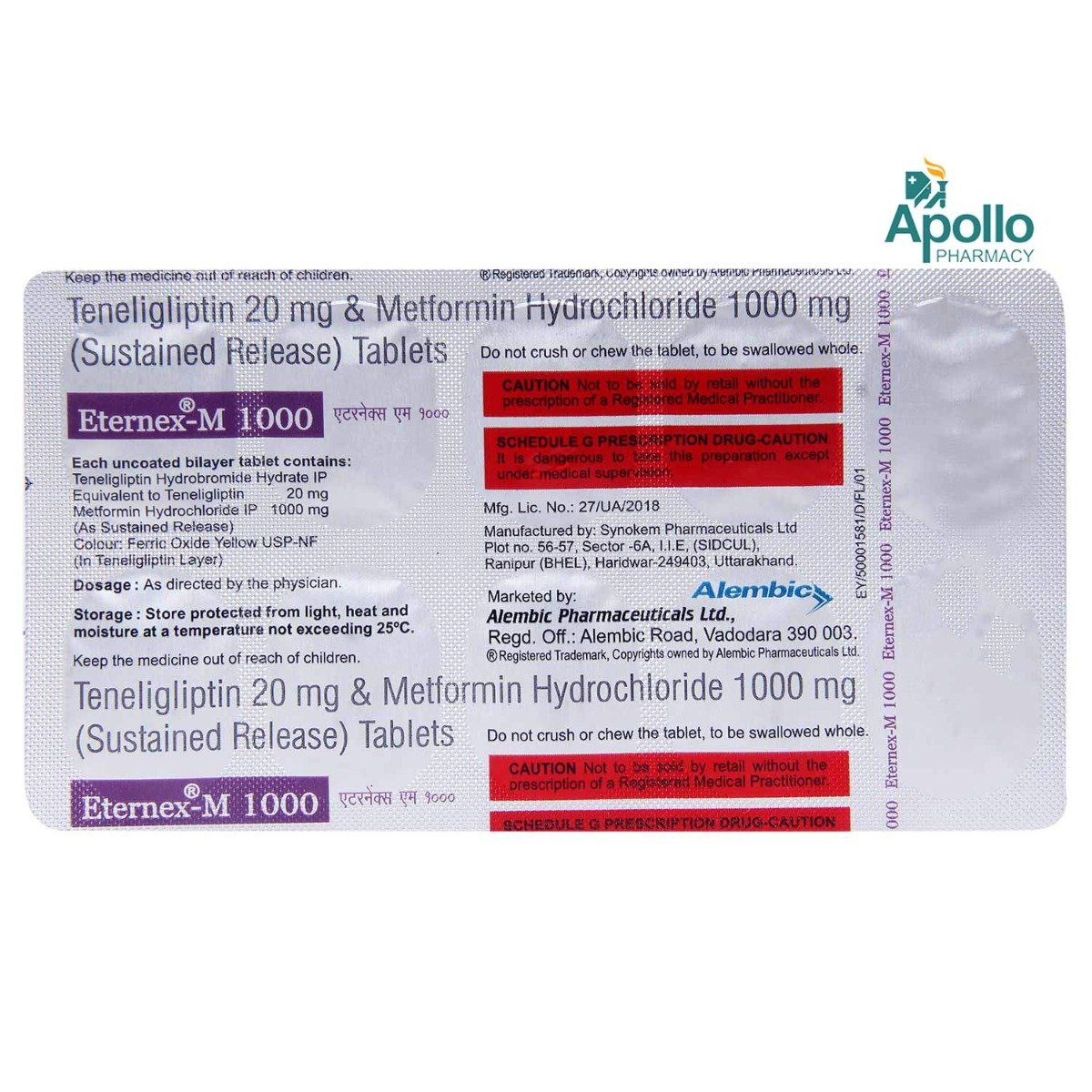 Eternex-M 1000 Tablet 10's, Pack of 10 TABLETS Eternex-M 1000 Tablet 10's, Pack of 10 TABLETS