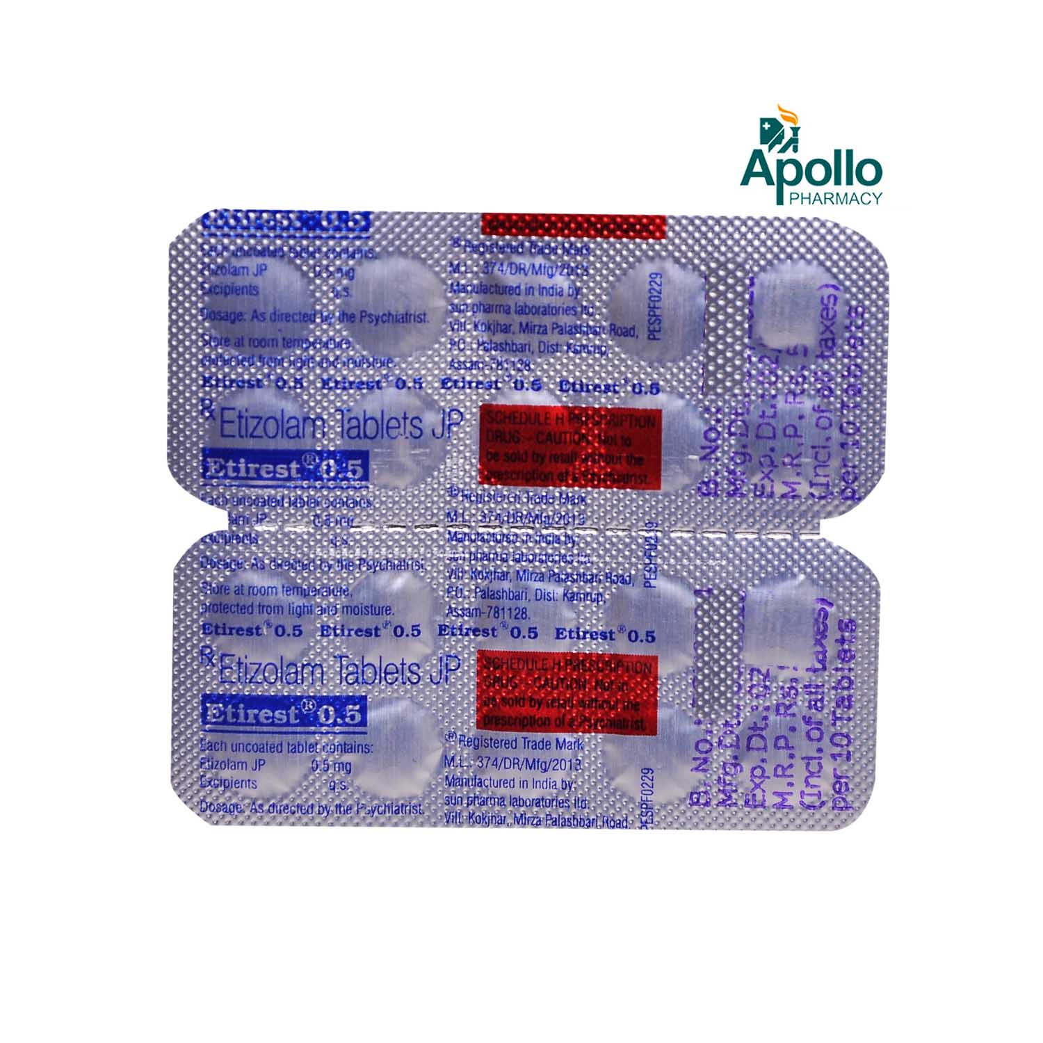 Etirest 0.5 mg Tablet 10's, Pack of 10 TabletS Etirest 0.5 mg Tablet 10's, Pack of 10 TabletS