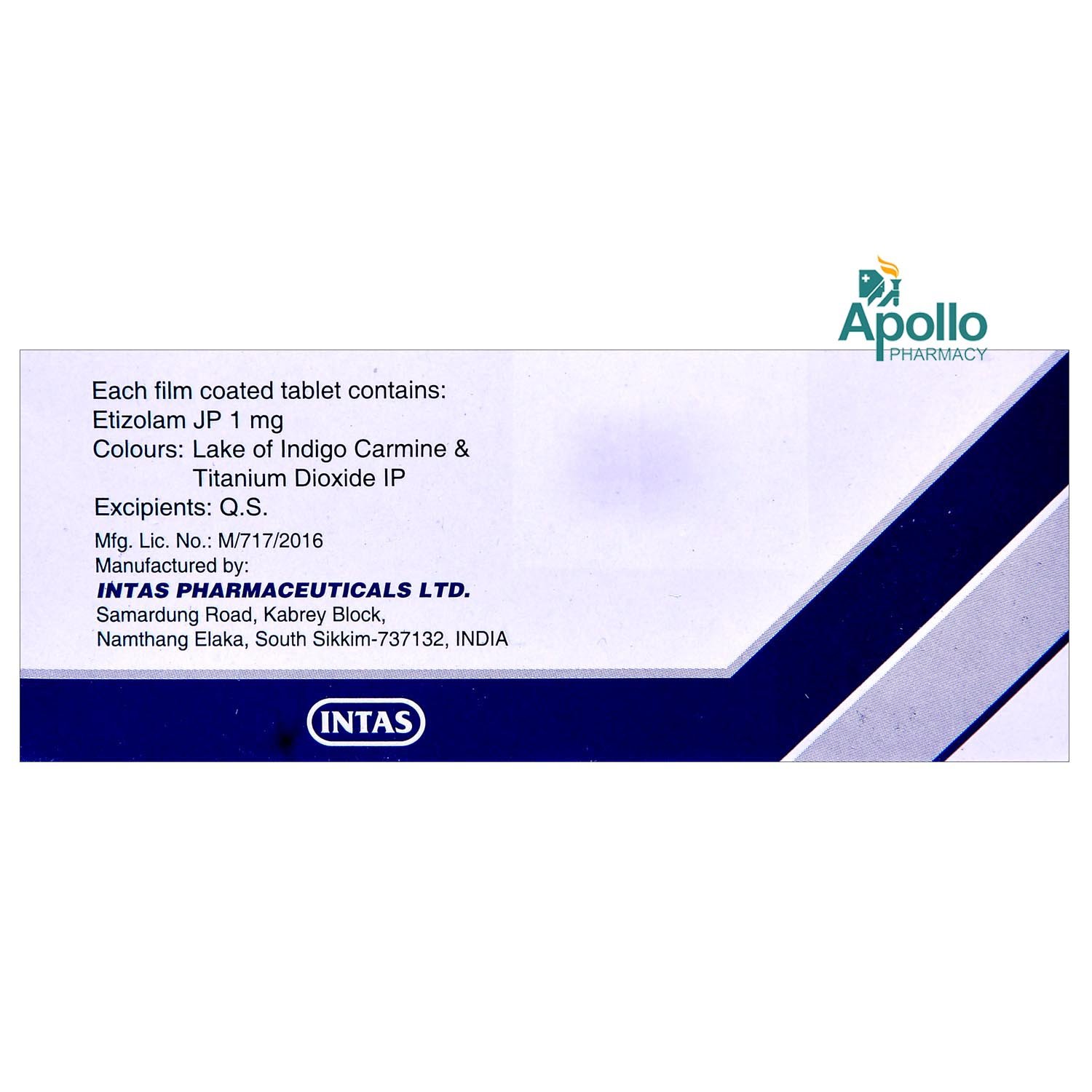 Etilaam 1 mg Tablet 10's, Pack of 10 TabletS Etilaam 1 mg Tablet 10's, Pack of 10 TabletS