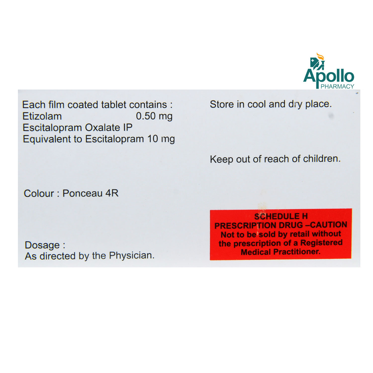 Etizola Plus 10 Tablet 10's, Pack of 10 TABLETS Etizola Plus 10 Tablet 10's, Pack of 10 TABLETS