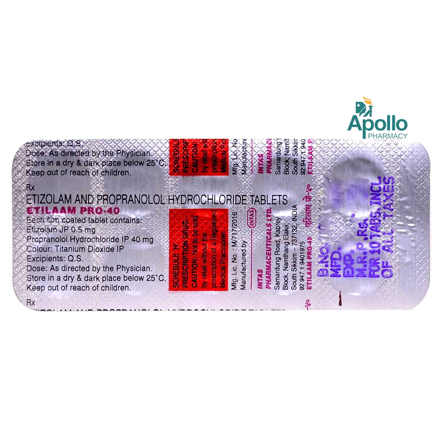 Etilaam Pro 40 Tablet 10 S Price Uses Side Effects Composition Apollo Pharmacy