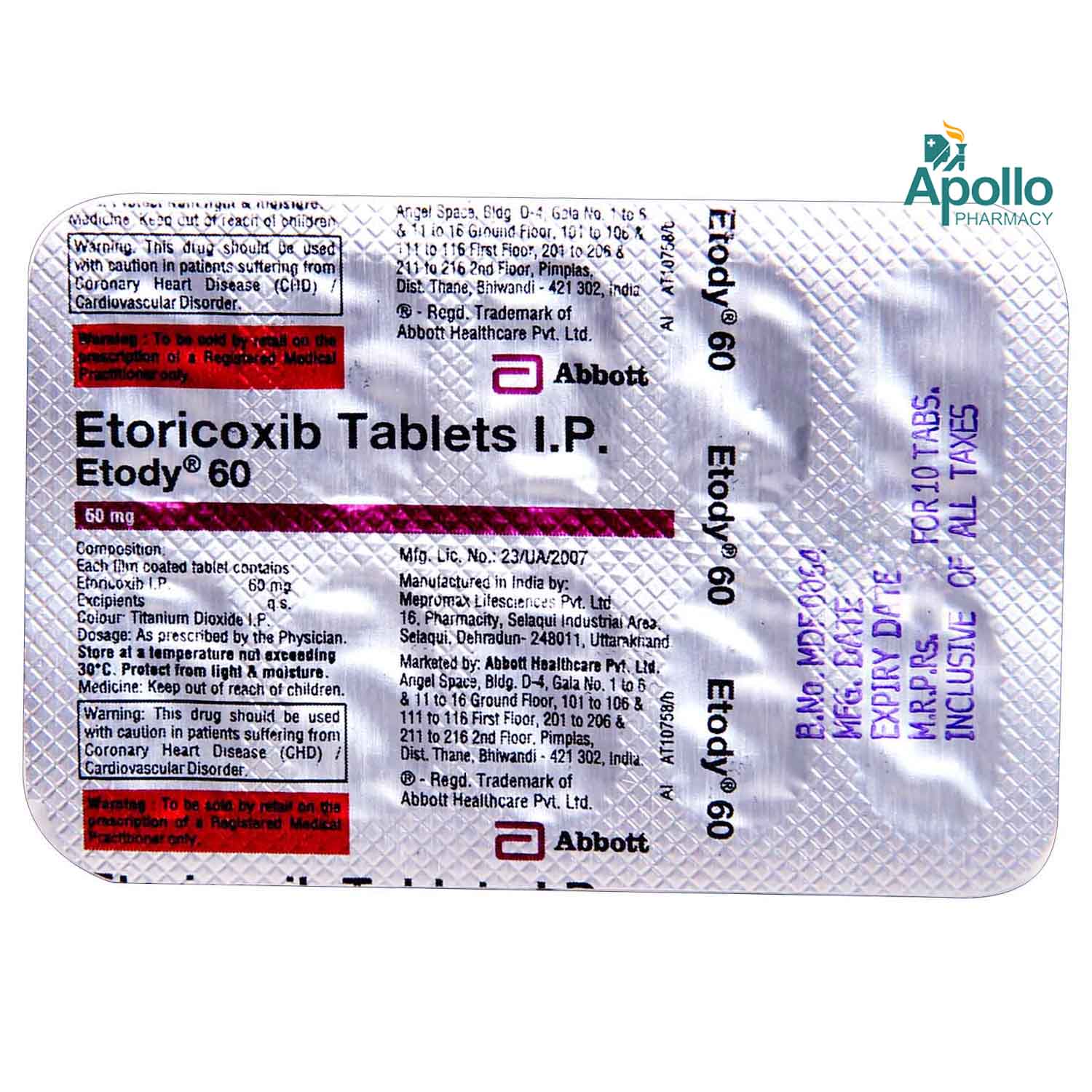 Etody 60 Tablet 10's, Pack of 10 TabletS Etody 60 Tablet 10's, Pack of 10 TabletS