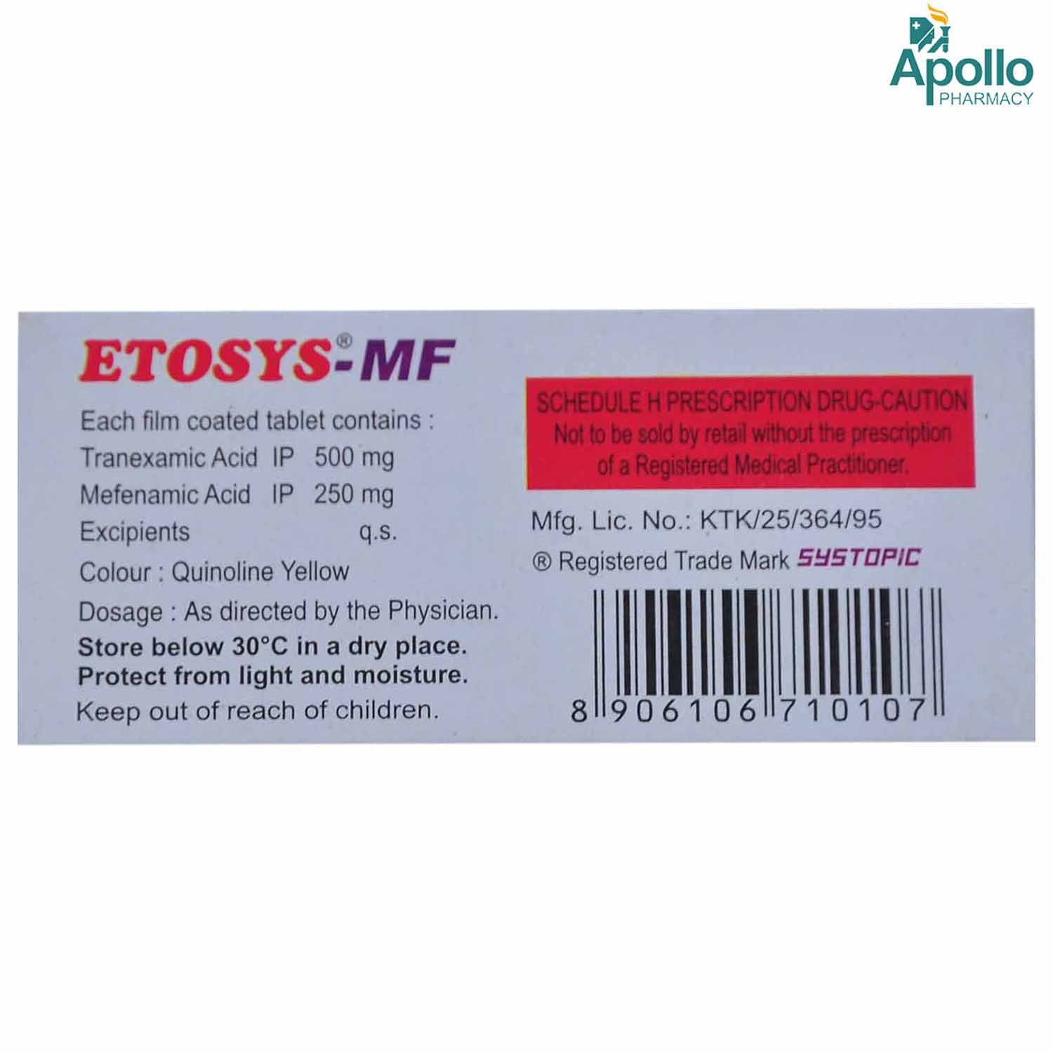 Etosys-MF Tablet 10's, Pack of 10 TABLETS Etosys-MF Tablet 10's, Pack of 10 TABLETS