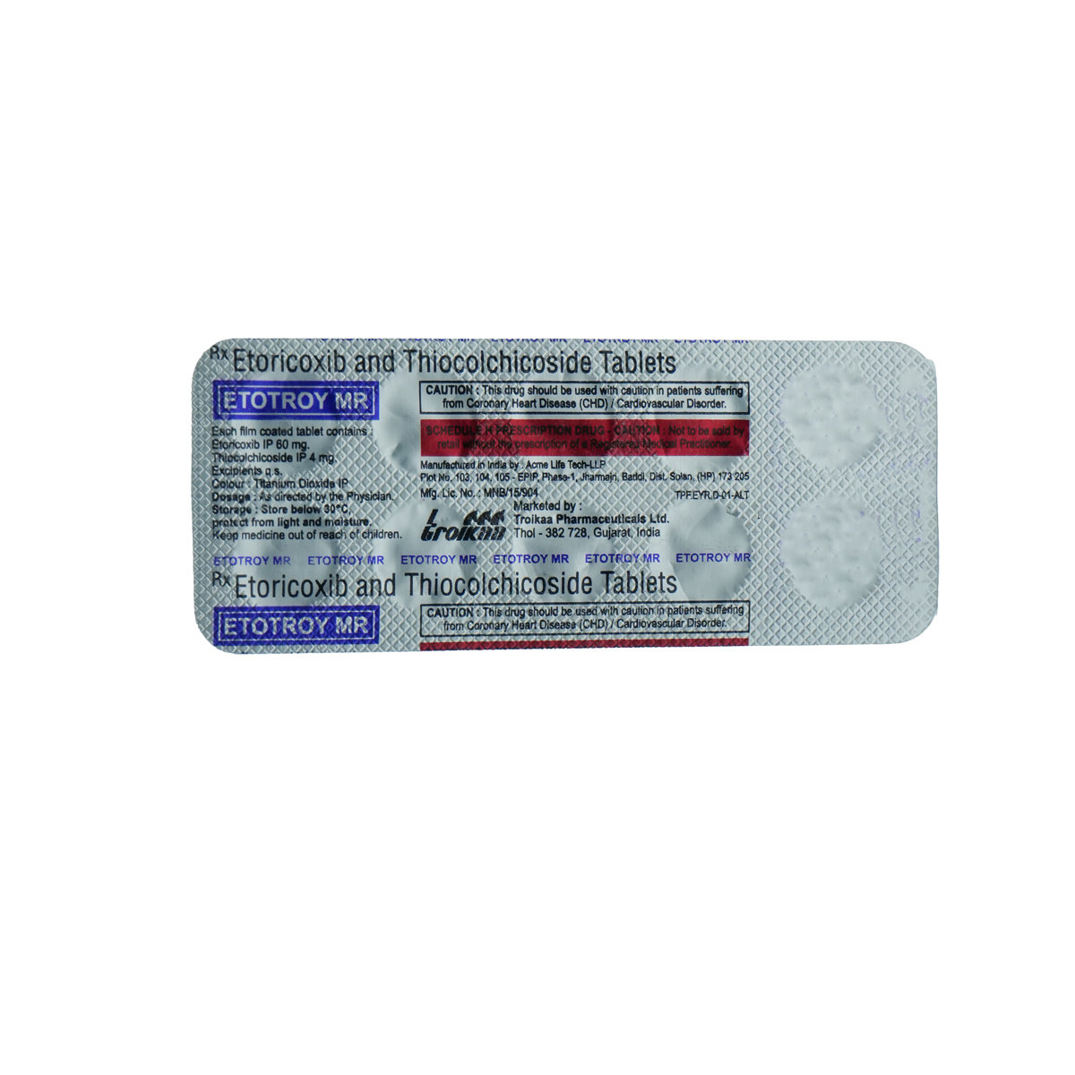 Etotroy MR Tablet 10's, Pack of 10 TABLETS Etotroy MR Tablet 10's, Pack of 10 TABLETS