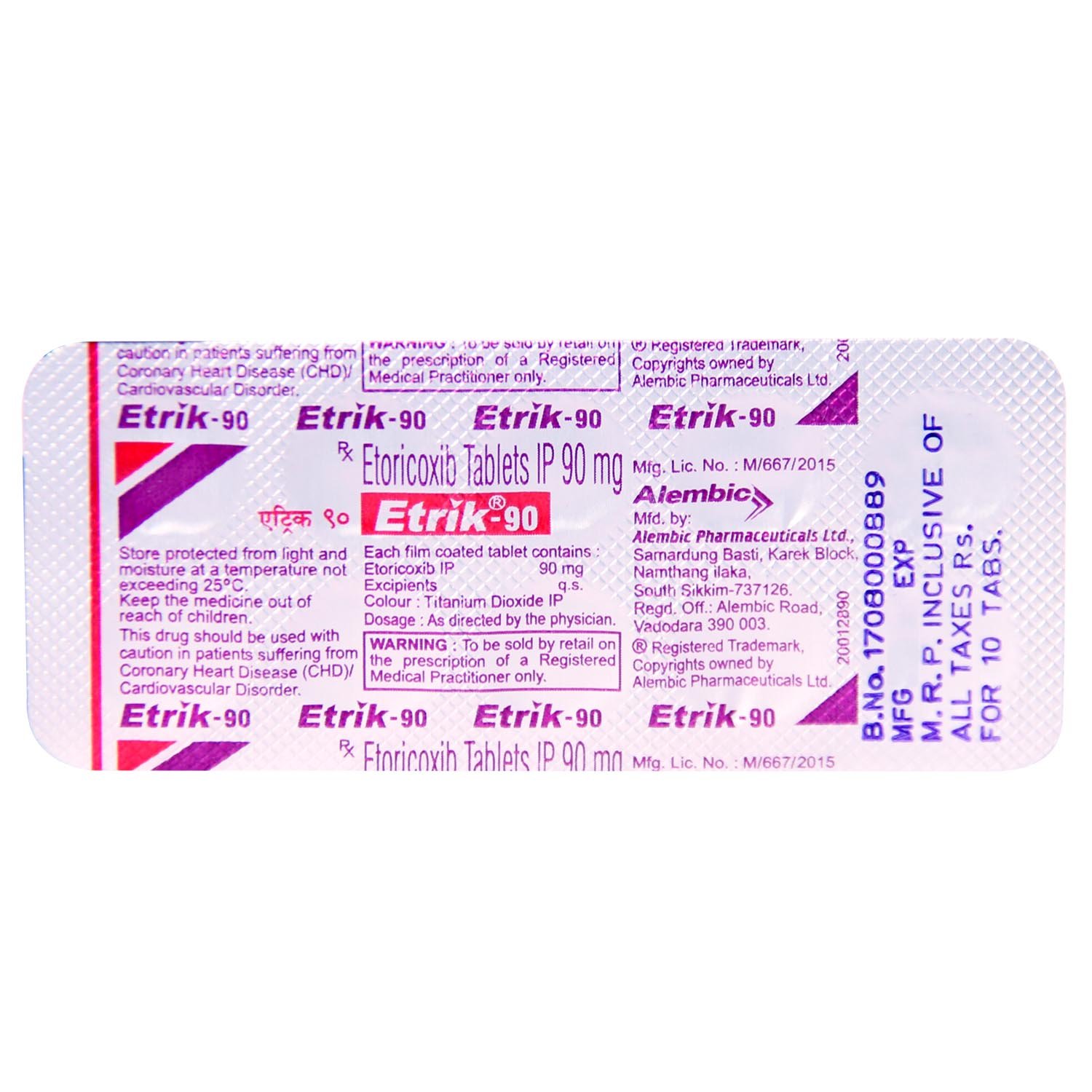 Etrik-90 Tablet 10's, Pack of 10 TABLETS Etrik-90 Tablet 10's, Pack of 10 TABLETS