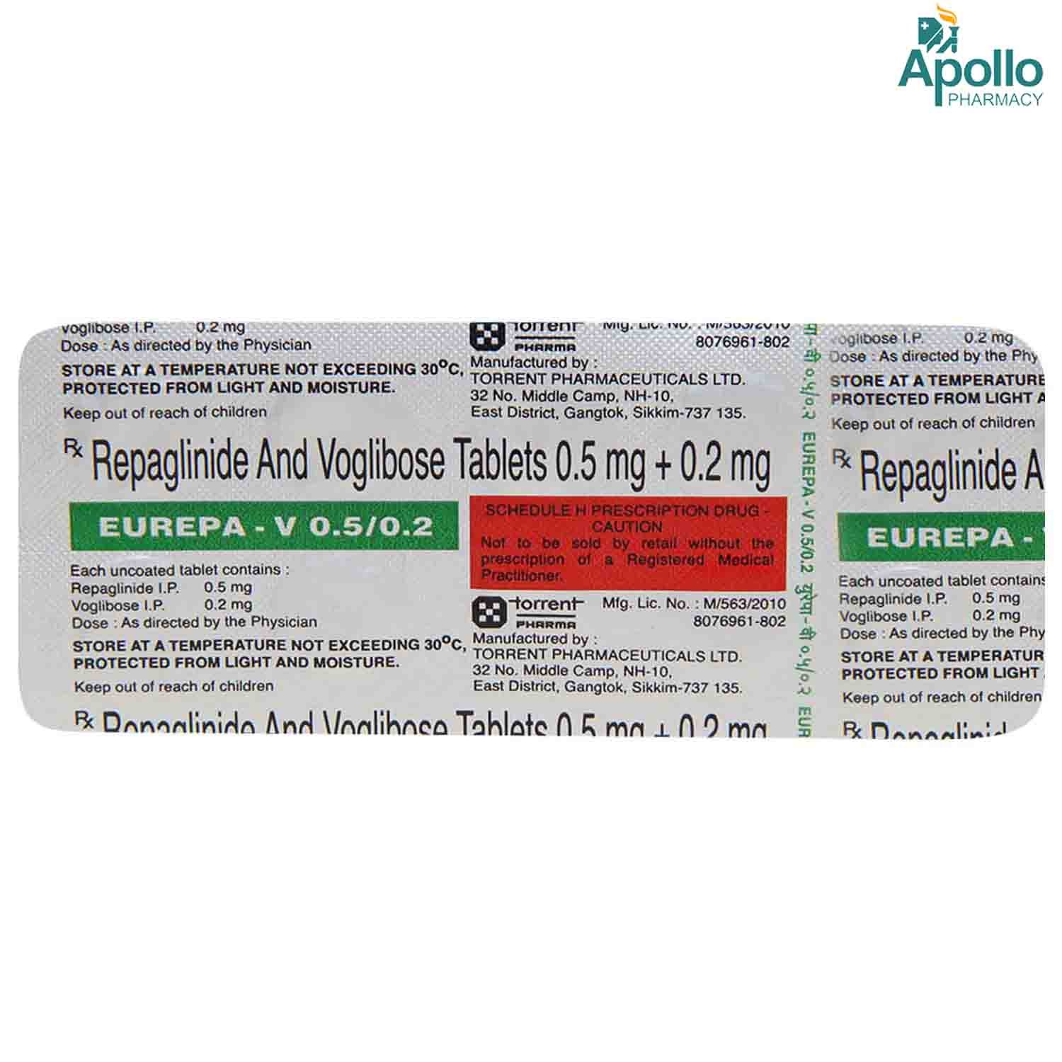 Eurepa-V 0.5/0.2 Tablet 10's, Pack of 10 Eurepa-V 0.5/0.2 Tablet 10's, Pack of 10