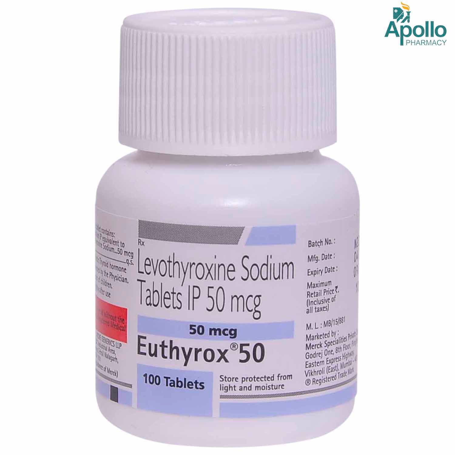 Buy Euthyrox 50 Tablet 100's Online