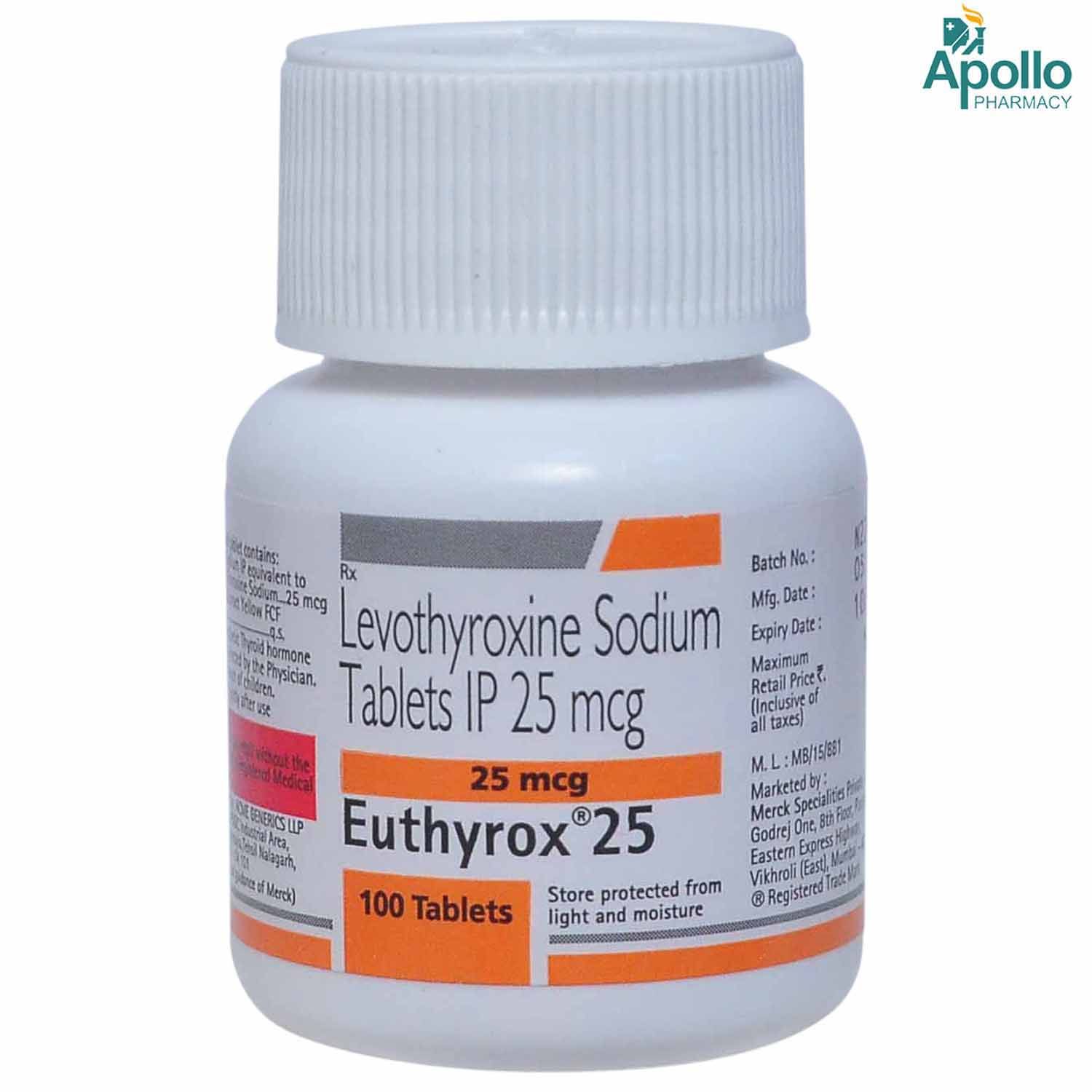Buy Euthyrox 25 Tablet 100's Online