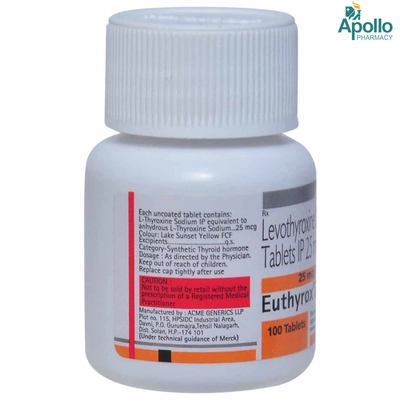 Euthyrox 25 Tablet 100's, Pack of 1 TABLET