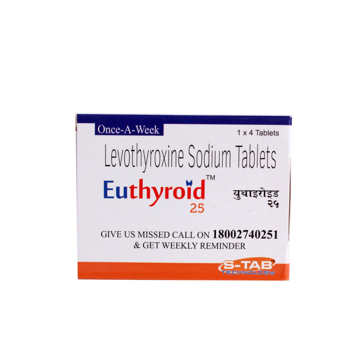 EUTHYROID 25MG TABLET 4'S, Pack of 4 TABLETS