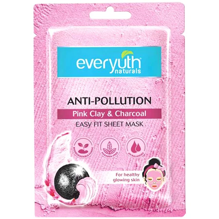 Everyuth Natural Pink Clay & Charcoal Sheet Mask, 25 ml