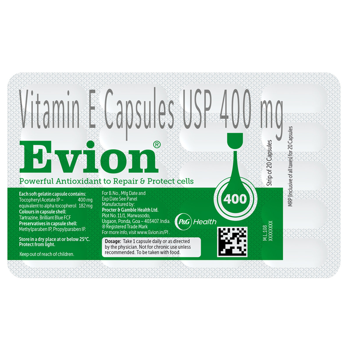 Evion 400 Capsule 20's, Pack of 20 Evion 400 Capsule 20's, Pack of 20