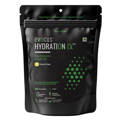 Evocus Hydration I.V. Electrolytes Drink Mix Lime &amp; Yuzu Flavour Powder, 42 gm (7gm x 6 Sachet), Pack of 1