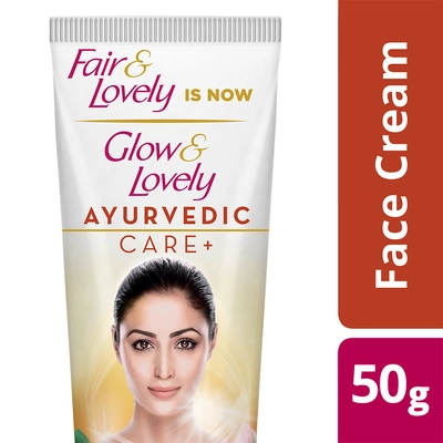 Glow &amp; Lovely Ayurvedic Care+ Face Cream 50 gm | For Natural Glow | Clears Marks &amp; Uneven Skin Tone | Improves Complexion, Pack of 1