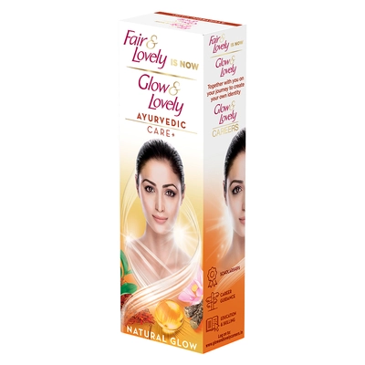 Glow &amp; Lovely Ayurvedic Care+ Face Cream 50 gm | For Natural Glow | Clears Marks &amp; Uneven Skin Tone | Improves Complexion, Pack of 1