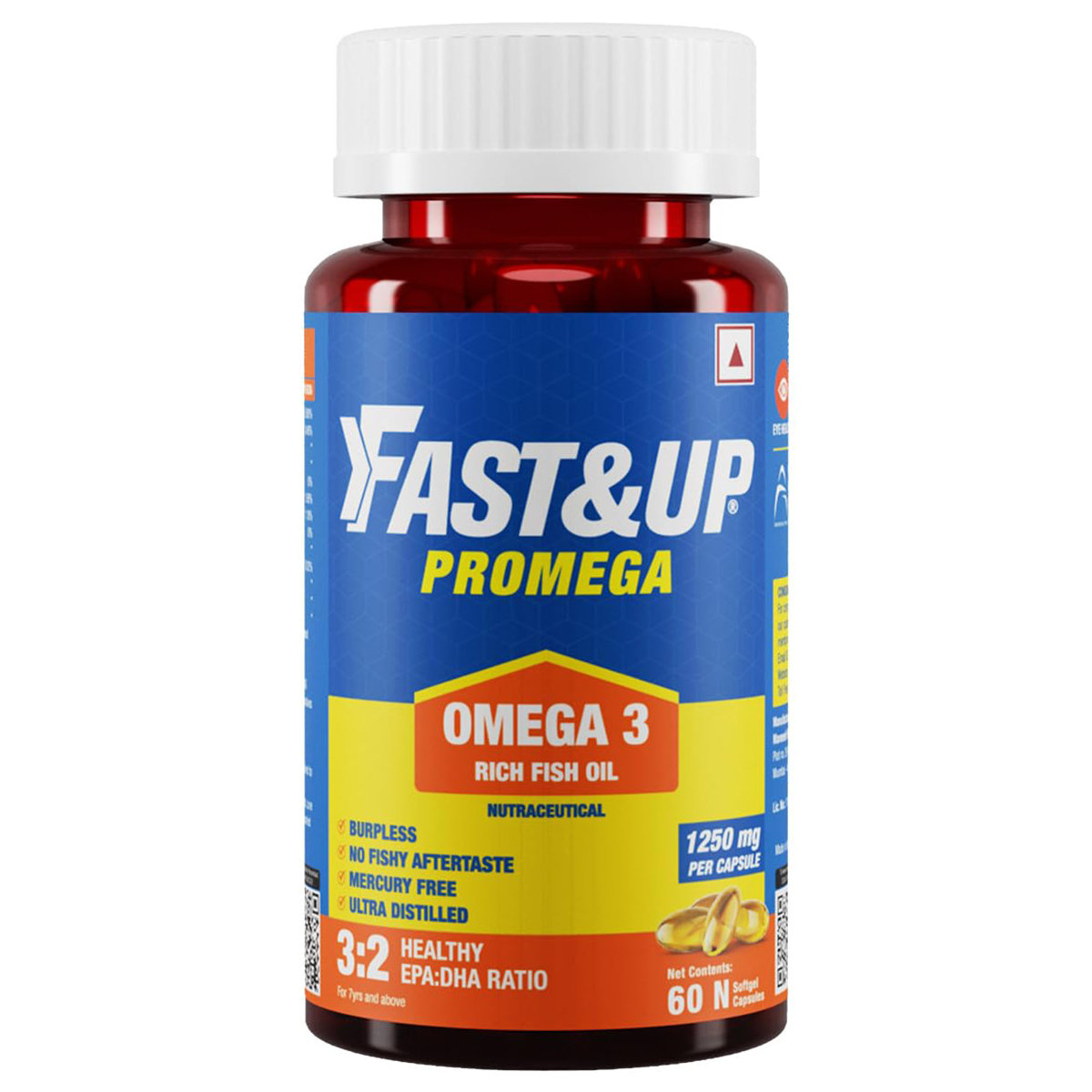 Fast&Up Promega Omega 3 Rich Fish Oil 1250 mg, 60 Capsules, Pack of 1 Fast&Up Promega Omega 3 Rich Fish Oil 1250 mg, 60 Capsules, Pack of 1