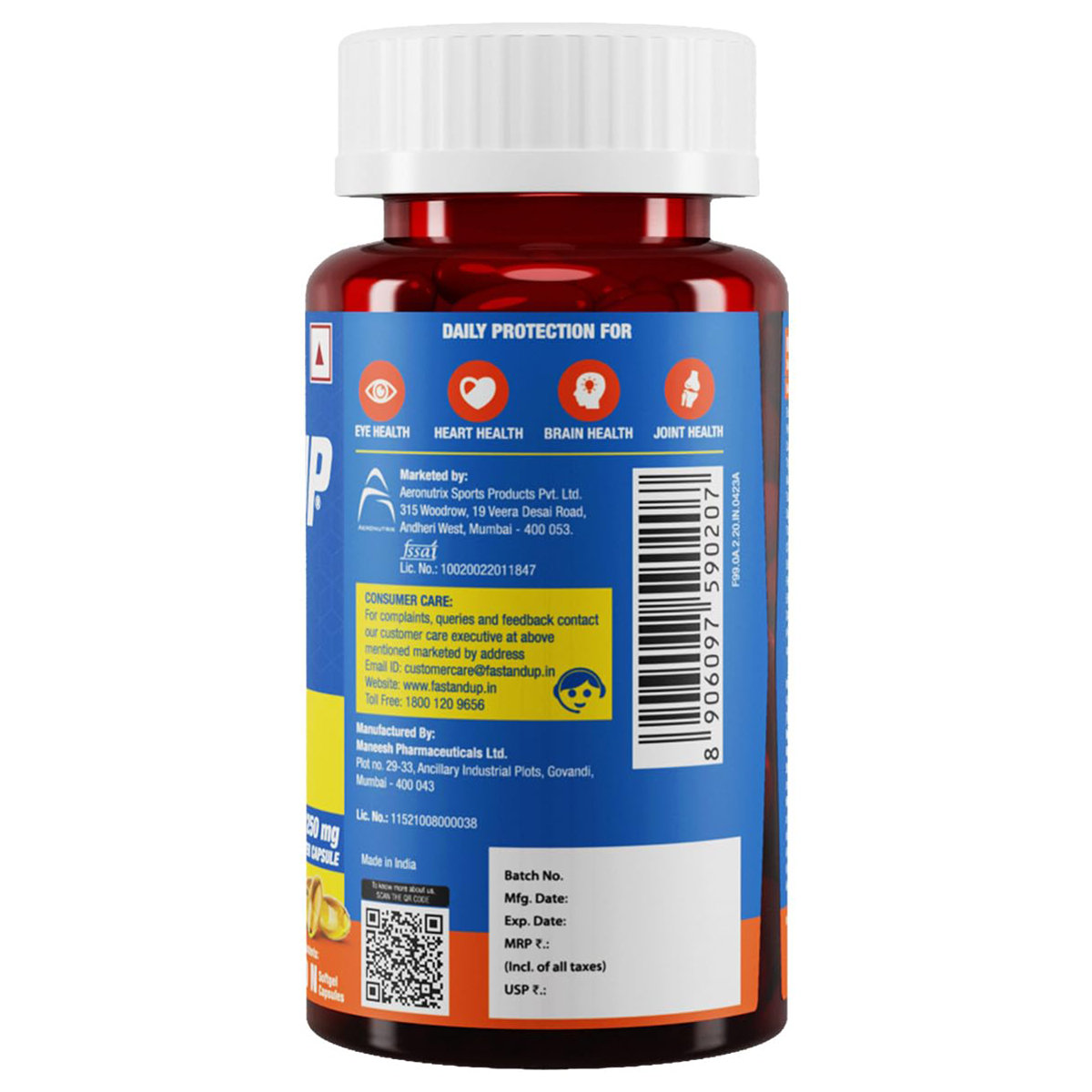 Fast&Up Promega Omega 3 Rich Fish Oil 1250 mg, 60 Capsules, Pack of 1 Fast&Up Promega Omega 3 Rich Fish Oil 1250 mg, 60 Capsules, Pack of 1