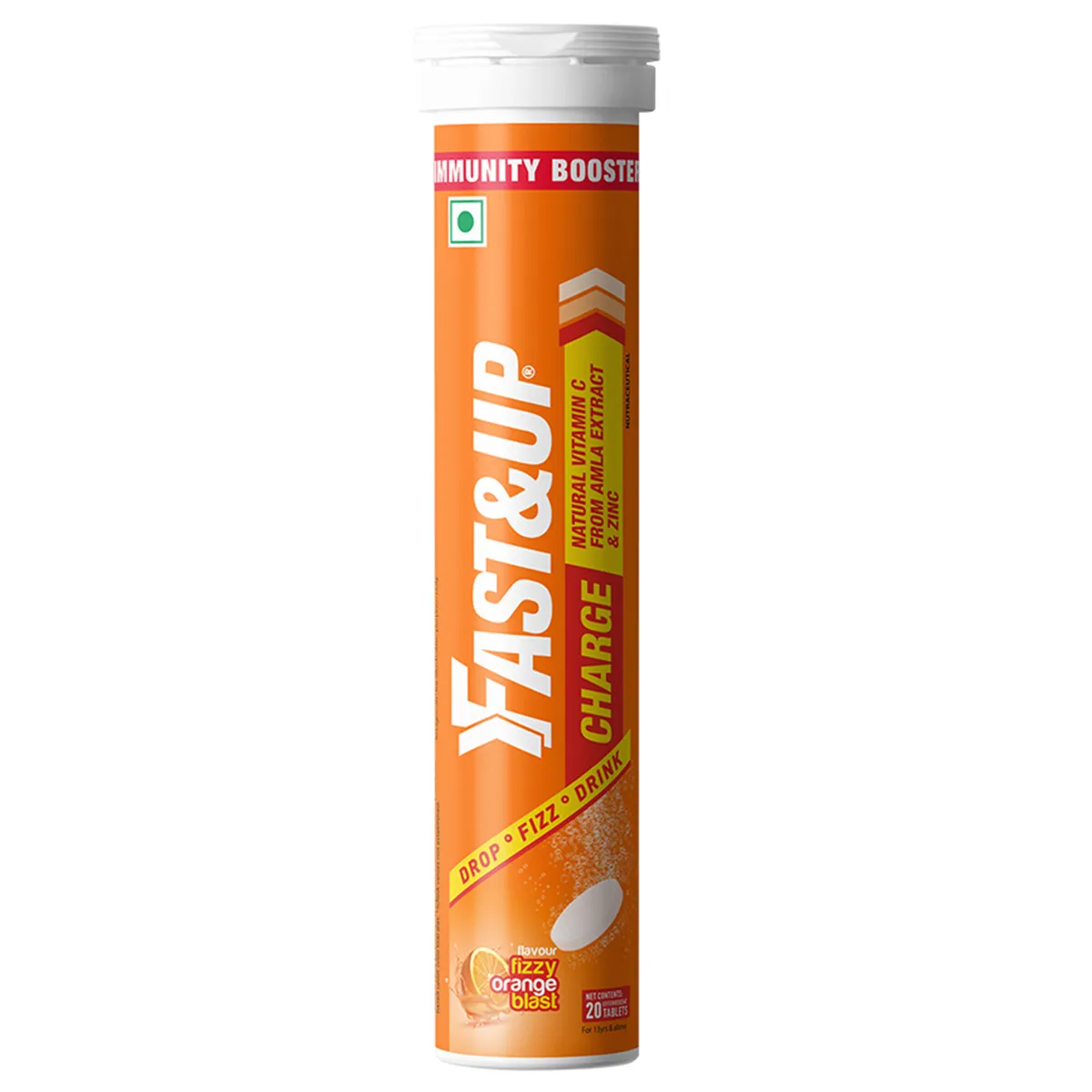 Fast&Up Charge Natural Vitamin C & Zinc Orange Flavour, 20 Effervescent  Tablets Price, Uses, Side Effects, Composition - Apollo Pharmacy