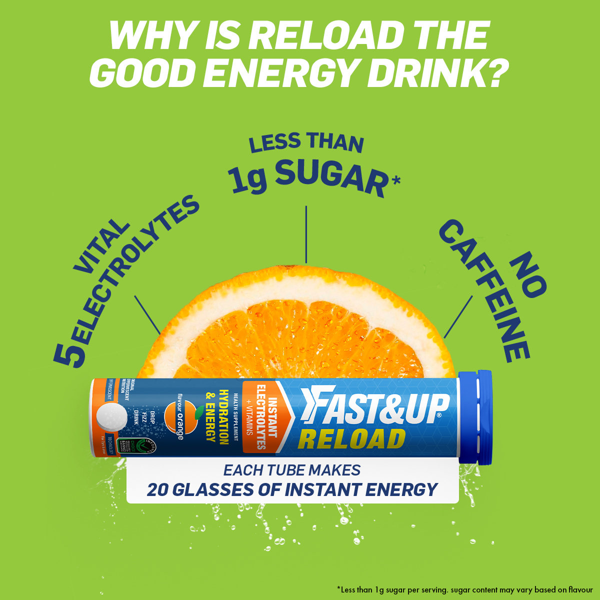 Fast&Up Reload Low Sugar Energy Drink & Instant Hydration Berry Flavour, 20 Effervescent Tablets, Pack of 1 Fast&Up Reload Low Sugar Energy Drink & Instant Hydration Berry Flavour, 20 Effervescent Tablets, Pack of 1