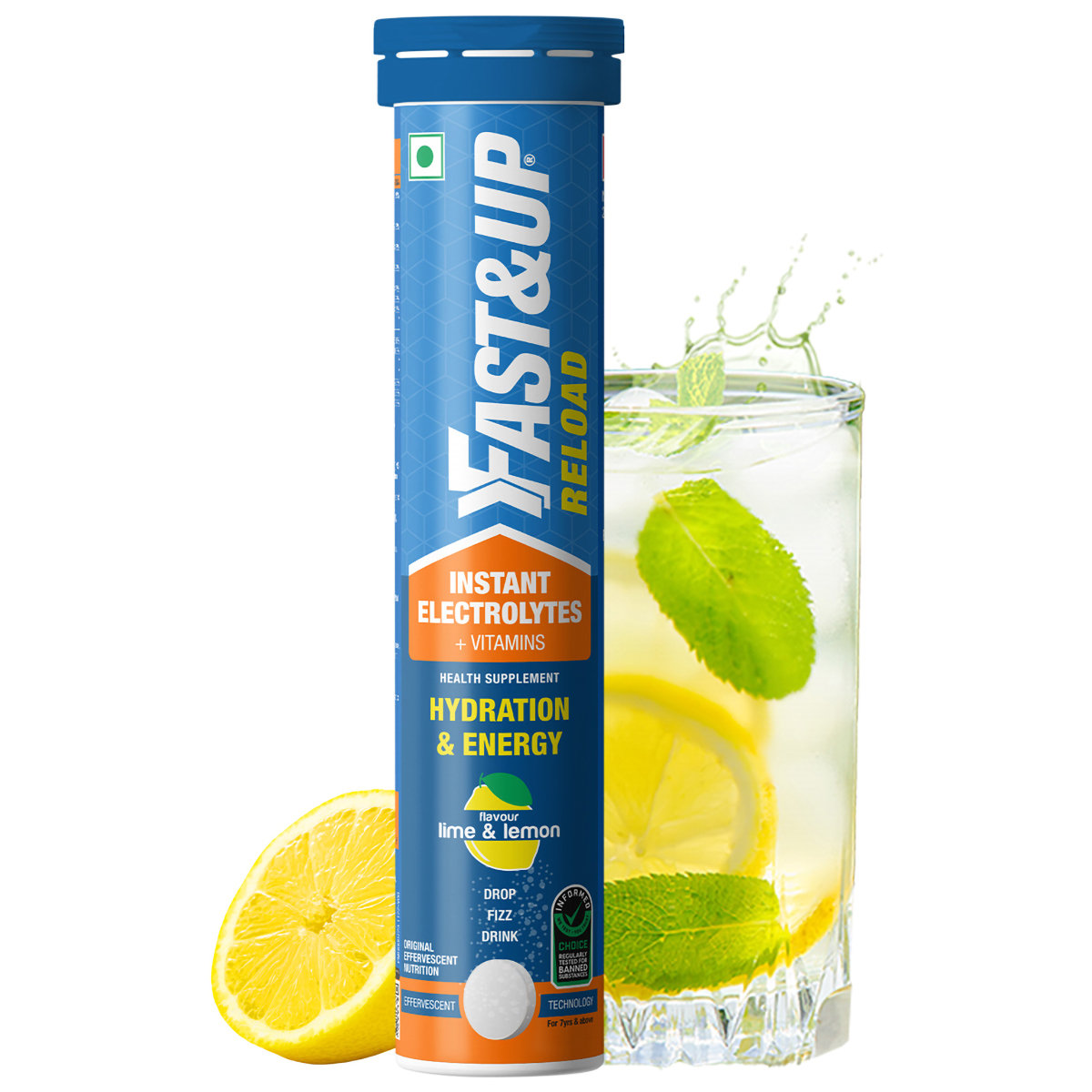 Fast&Up Reload Low Sugar Energy Drink & Instant Hydration Lime & Lemon Flavour, 20 Effervescent Tablets, Pack of 1 Fast&Up Reload Low Sugar Energy Drink & Instant Hydration Lime & Lemon Flavour, 20 Effervescent Tablets, Pack of 1