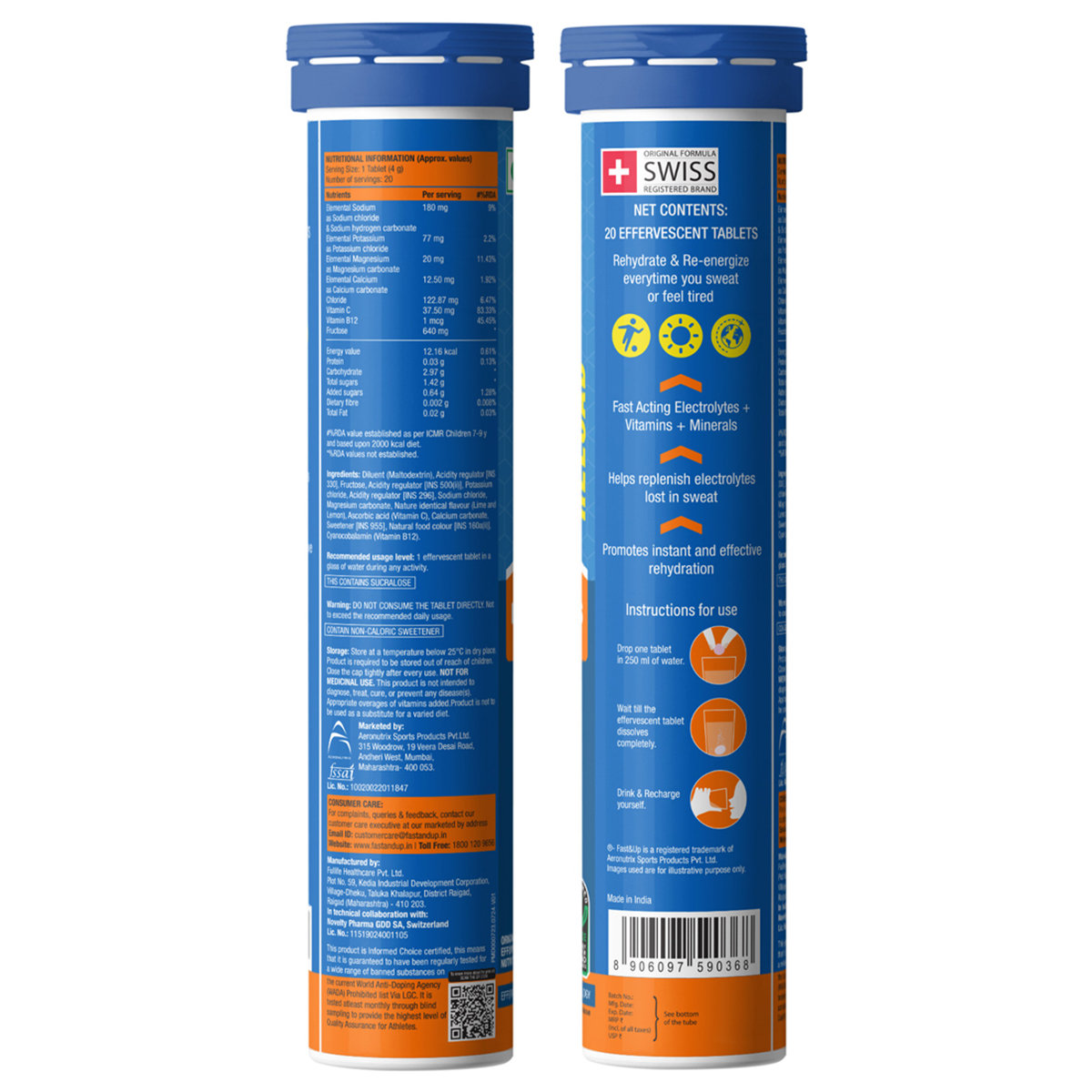 Fast&Up Reload Low Sugar Energy Drink & Instant Hydration Lime & Lemon Flavour, 20 Effervescent Tablets, Pack of 1 Fast&Up Reload Low Sugar Energy Drink & Instant Hydration Lime & Lemon Flavour, 20 Effervescent Tablets, Pack of 1