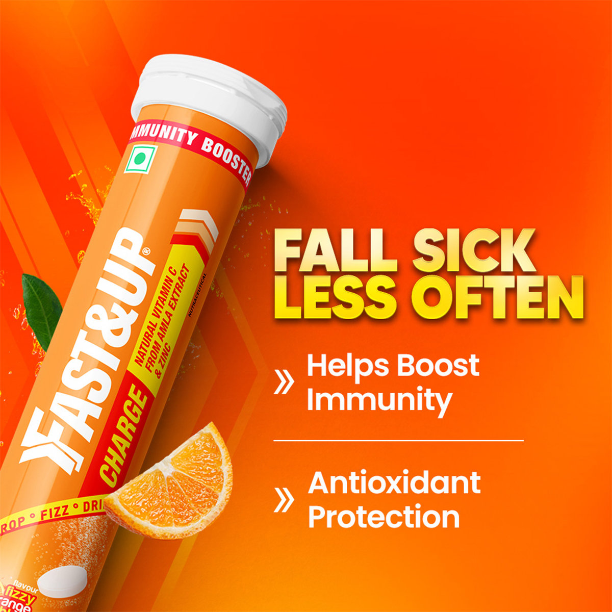 Fast&Up Charge Natural Vitamin C Orange Flavour 20 Effervescent Tablets | Amla Extract, For Immunity, Pack of 1 TABLET Fast&Up Charge Natural Vitamin C Orange Flavour 20 Effervescent Tablets | Amla Extract, For Immunity, Pack of 1 TABLET