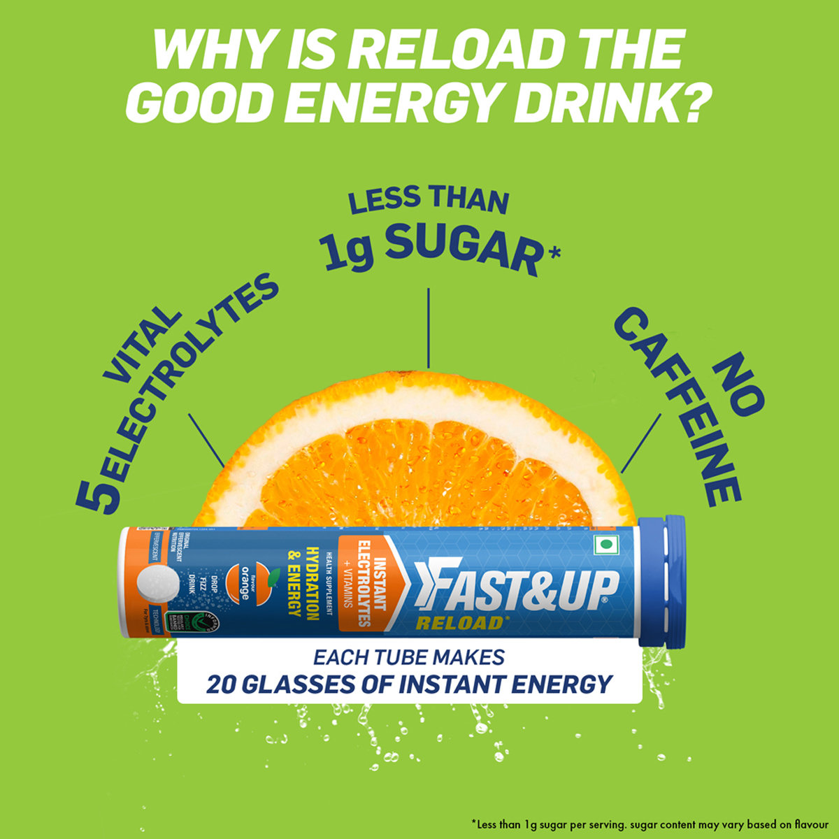 Fast&Up Reload Low Sugar Energy Drink & Instant Hydration Berry Flavour, 20 Effervescent Tablets, Pack of 1 Fast&Up Reload Low Sugar Energy Drink & Instant Hydration Berry Flavour, 20 Effervescent Tablets, Pack of 1