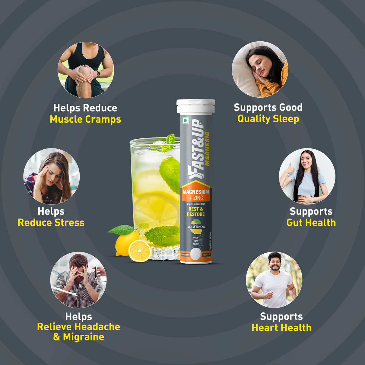 Fast&Up Magnesio Magnesium and Zinc for Muscle Health and Stress, 20 Effervescent Tablets, Pack of 1 Fast&Up Magnesio Magnesium and Zinc for Muscle Health and Stress, 20 Effervescent Tablets, Pack of 1