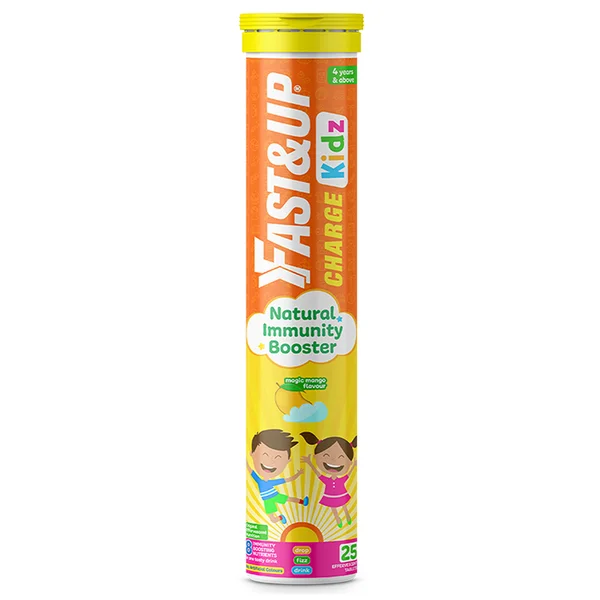 Fast&amp;Up Charge Kidz Magic Mango Flavour, 25 Effervescent Tablets, Pack of 1