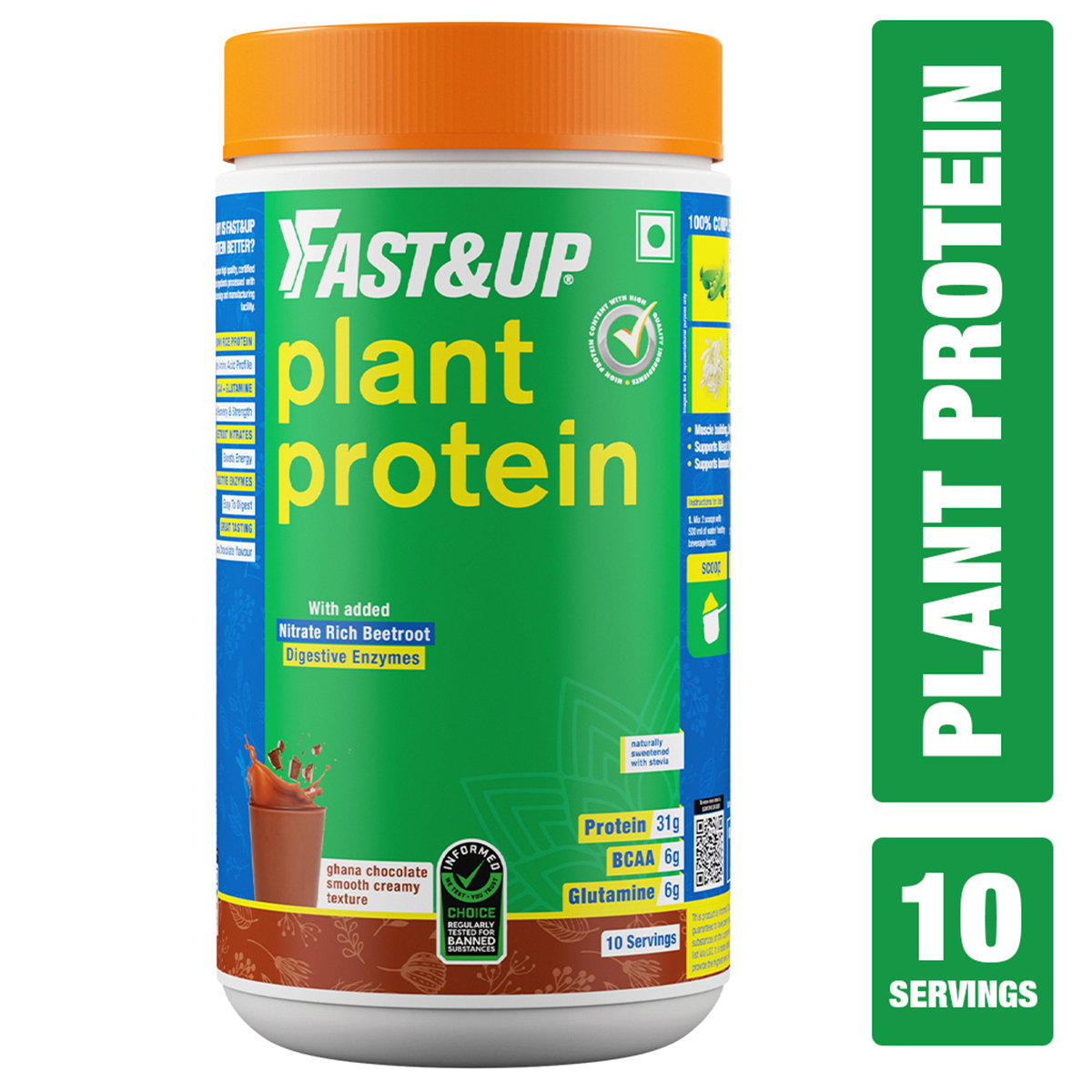 Fast&Up Plant Protein Isolate Chocolate Flavour Powder, 470 gm, Pack of 1 Fast&Up Plant Protein Isolate Chocolate Flavour Powder, 470 gm, Pack of 1