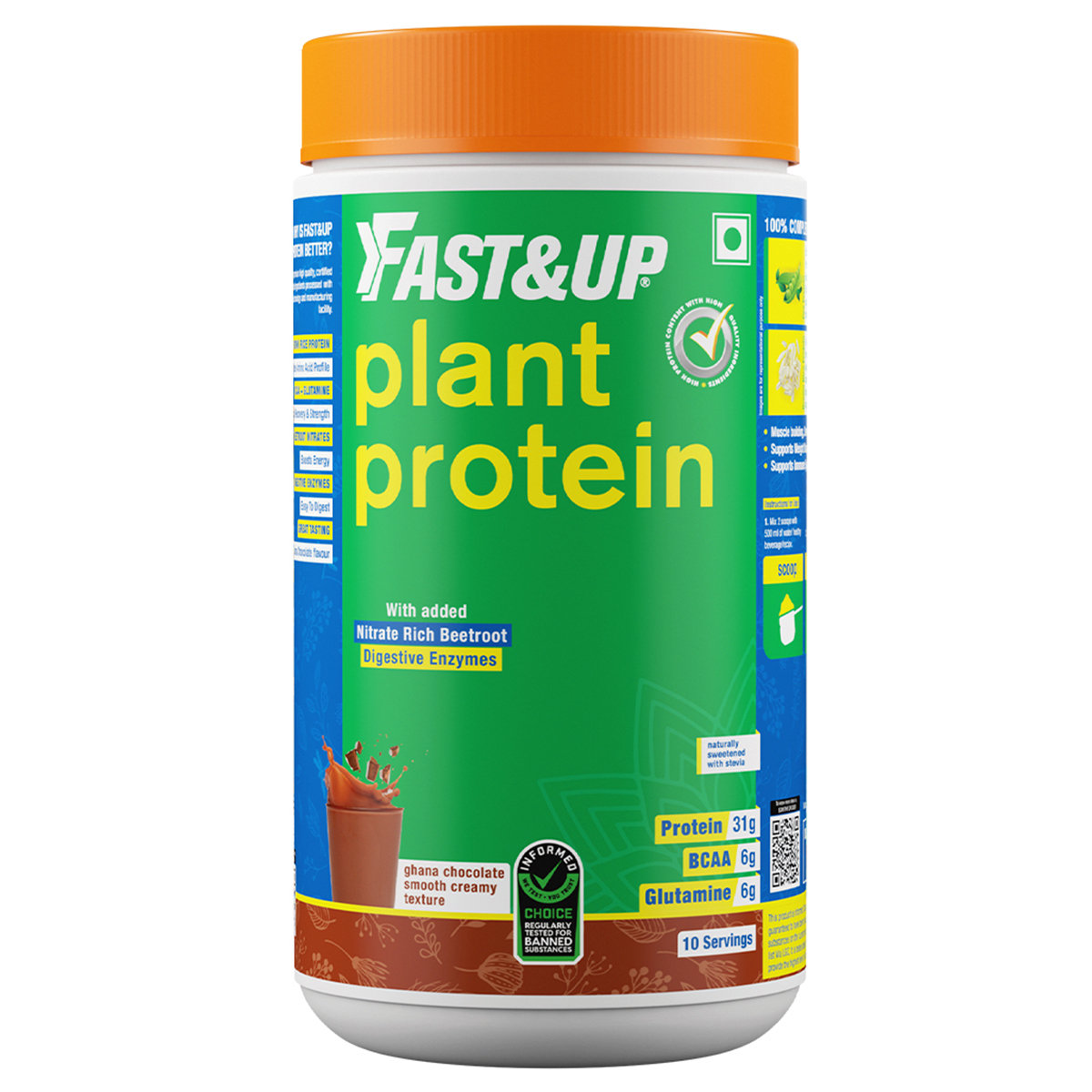 Fast&Up Plant Protein Isolate Chocolate Flavour Powder, 470 gm, Pack of 1 Fast&Up Plant Protein Isolate Chocolate Flavour Powder, 470 gm, Pack of 1