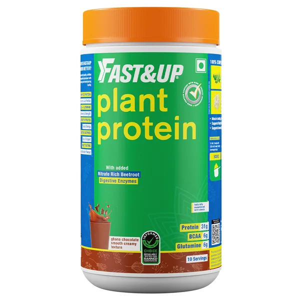 Fast&amp;Up Plant Protein Isolate Chocolate Flavour Powder, 470 gm, Pack of 1