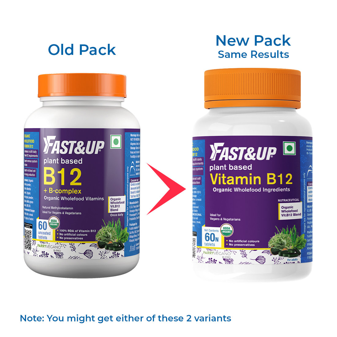 Fast&Up Plant Based B12, 60 Tablets | Vitamin B12 | 100% Natural, Preservative Free, Pack of 1 Fast&Up Plant Based B12, 60 Tablets | Vitamin B12 | 100% Natural, Preservative Free, Pack of 1