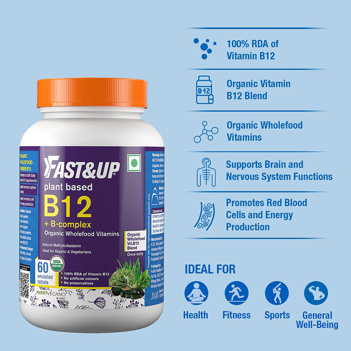 Fast&Up Plant Based B12 + 60 Tablets Price, Uses, Side