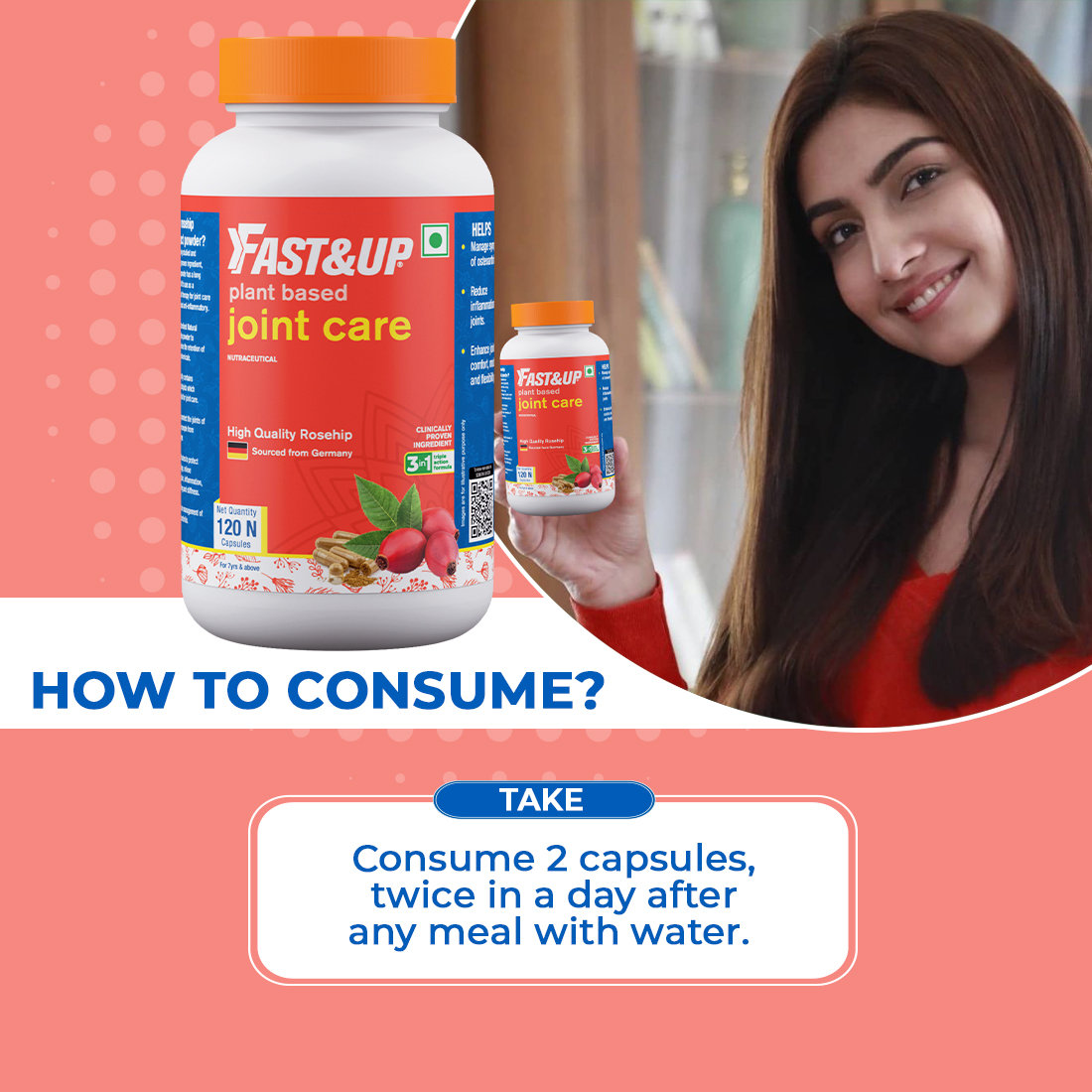 Fast&Up Plant Based Joint Care 3 In 1 Triple Action Formula, 120 Capsules, Pack of 1 Fast&Up Plant Based Joint Care 3 In 1 Triple Action Formula, 120 Capsules, Pack of 1