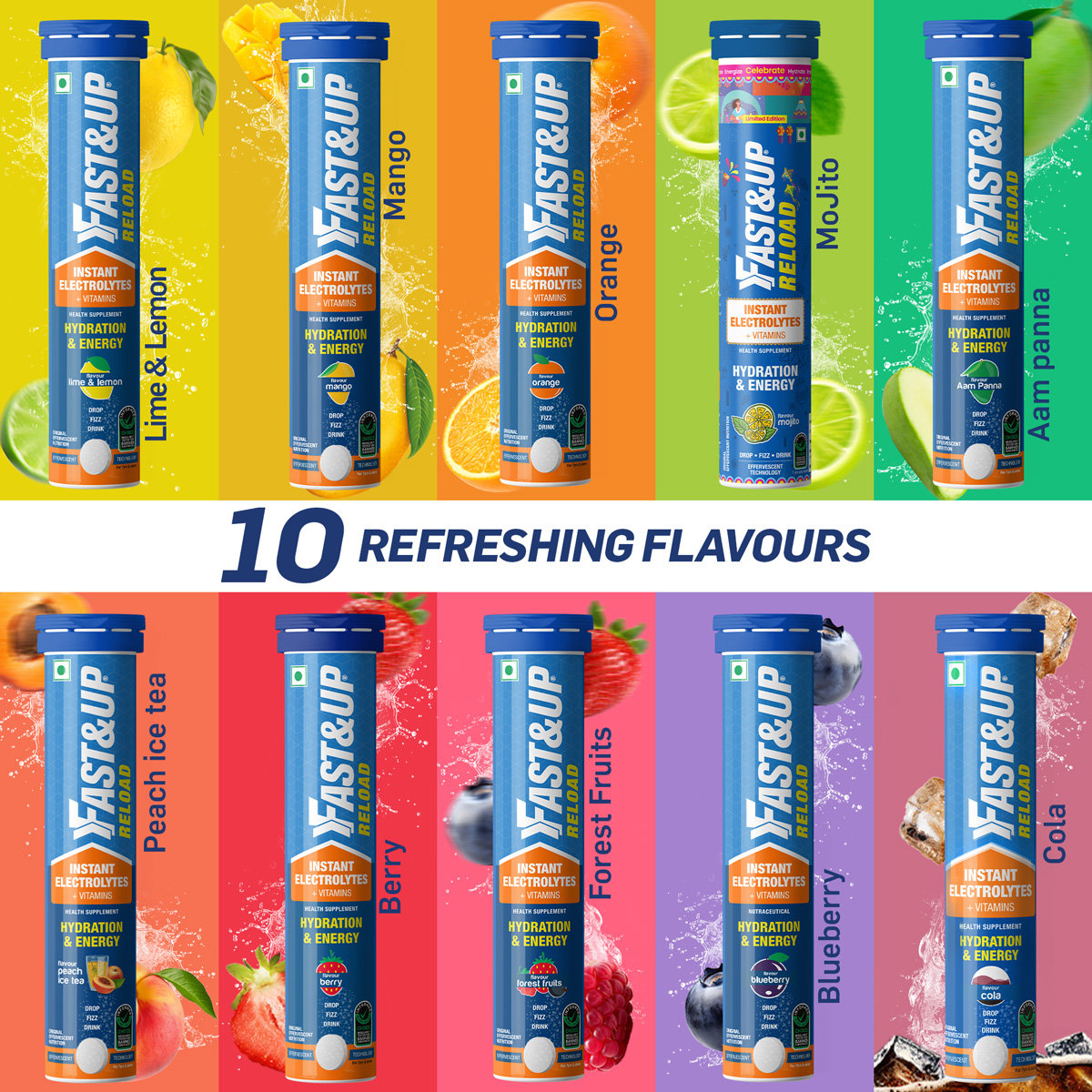 Fast&Up Reload Low Sugar Energy Drink & Instant Hydration Peach Flavour, 20 Effervescent Tablets, Pack of 1 Fast&Up Reload Low Sugar Energy Drink & Instant Hydration Peach Flavour, 20 Effervescent Tablets, Pack of 1