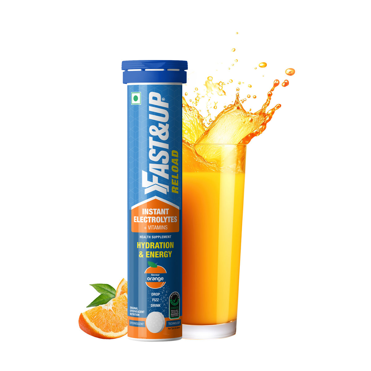 Fast&Up Reload Low Sugar Energy Drink & Instant Hydration Orange Flavour, 20 Effervescent Tablets, Pack of 1 Fast&Up Reload Low Sugar Energy Drink & Instant Hydration Orange Flavour, 20 Effervescent Tablets, Pack of 1