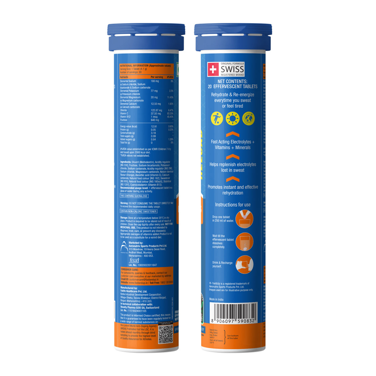 Fast&Up Reload Low Sugar Energy Drink & Instant Hydration Orange Flavour, 20 Effervescent Tablets, Pack of 1 Fast&Up Reload Low Sugar Energy Drink & Instant Hydration Orange Flavour, 20 Effervescent Tablets, Pack of 1