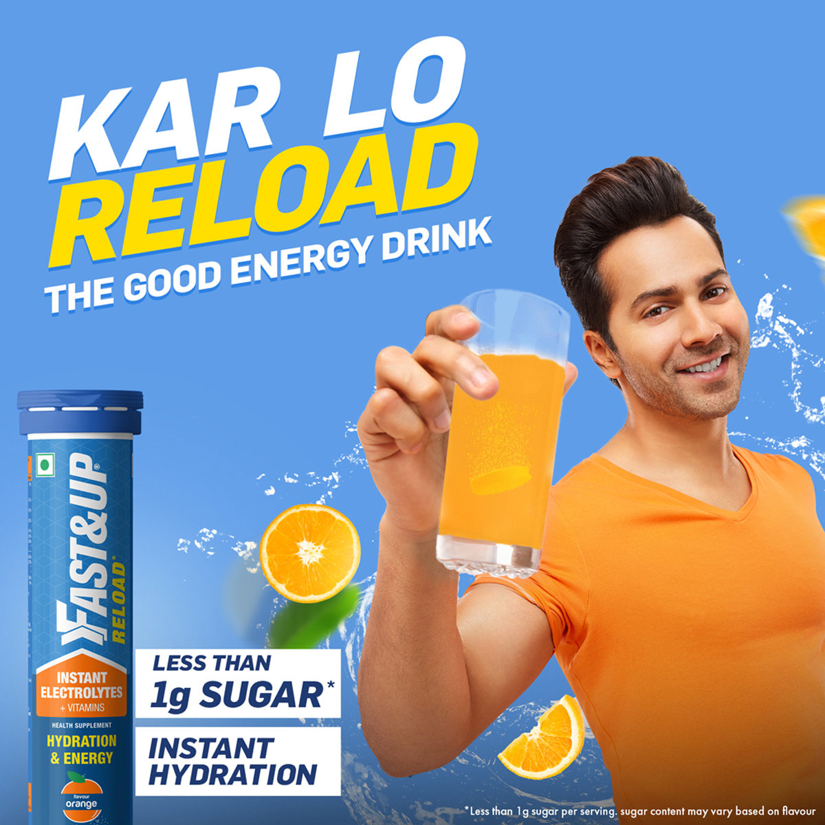 Fast&Up Reload Low Sugar Energy Drink & Instant Hydration Peach Flavour, 20 Effervescent Tablets, Pack of 1 Fast&Up Reload Low Sugar Energy Drink & Instant Hydration Peach Flavour, 20 Effervescent Tablets, Pack of 1