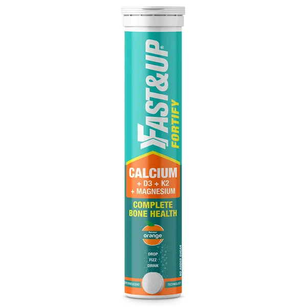 Fast&amp;Up Fortify Calcium + D3 + K2 + Magnesium Orange Flavour, 20 Effervescent Tablets, Pack of 1