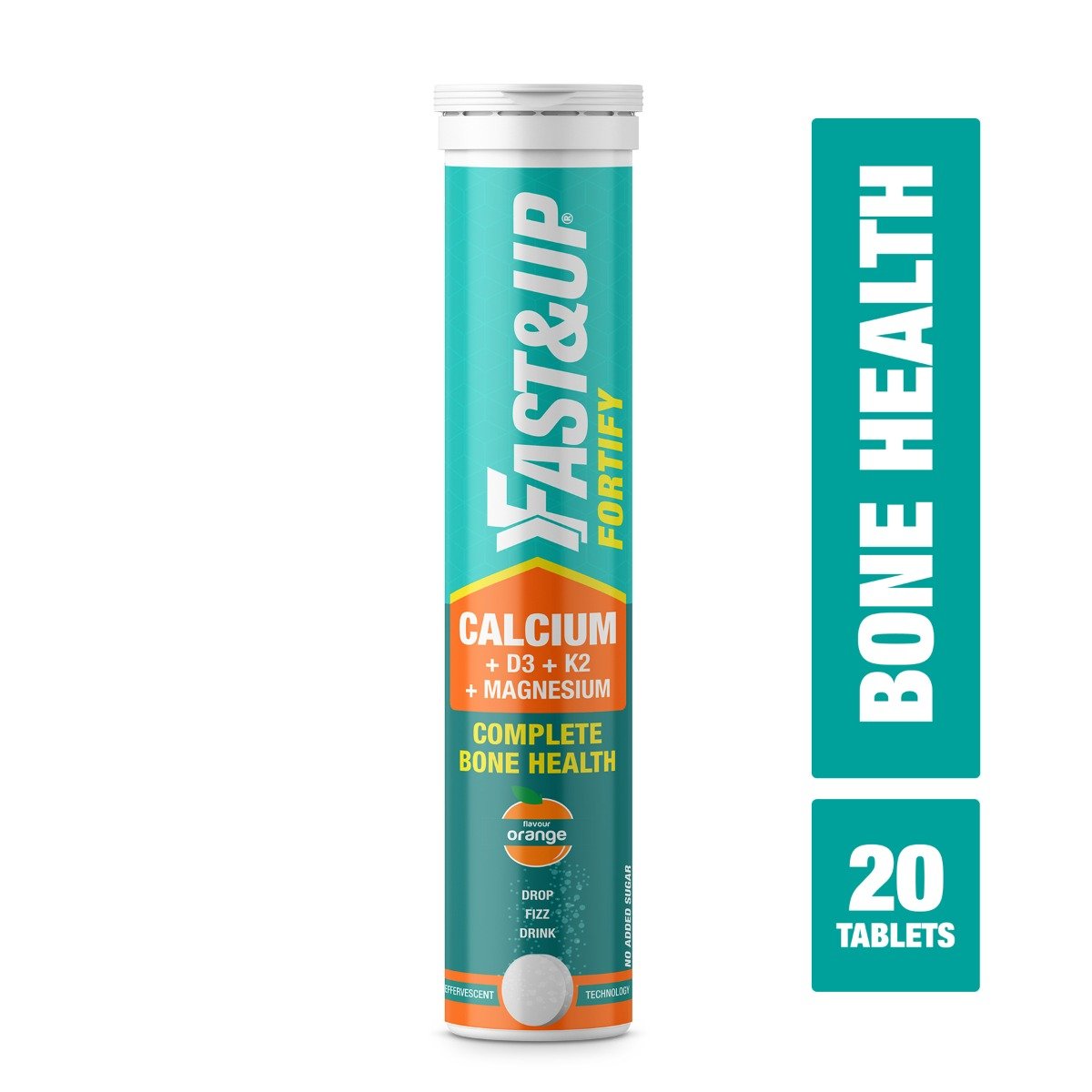 Fast&Up Fortify Calcium + D3 + K2 + Magnesium Orange Flavour, 20 Effervescent Tablets, Pack of 1 Fast&Up Fortify Calcium + D3 + K2 + Magnesium Orange Flavour, 20 Effervescent Tablets, Pack of 1