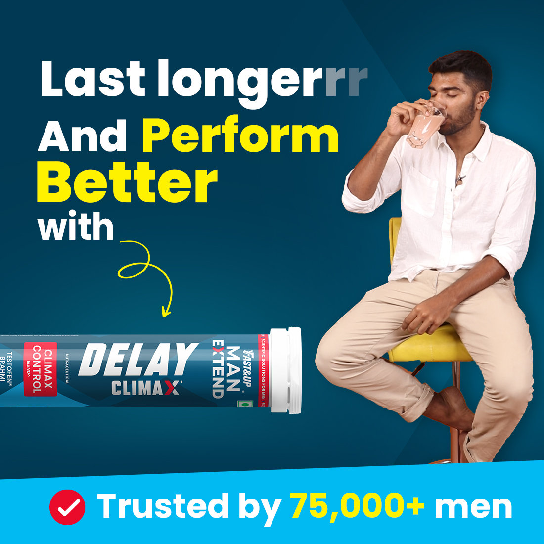 Fast&Up Delay Peach Flavour with Fenugreek, Shatavari, Brahmi, Improves Vitality, 20 Effervescent Tablet, Pack of 1 Fast&Up Delay Peach Flavour with Fenugreek, Shatavari, Brahmi, Improves Vitality, 20 Effervescent Tablet, Pack of 1